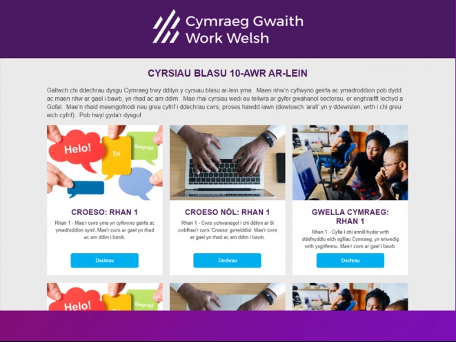 man lun cymraeg gwaith