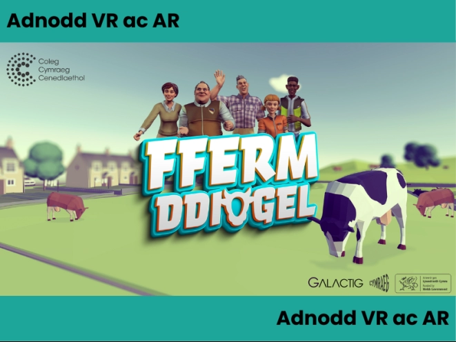 mân-lun fferm ddiogel, adnodd VR ac AR