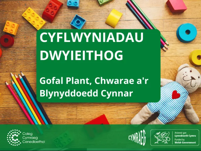 mân-lun cyflwyniadau dwyieithog gofal plantm chwarae a'r blynyddoedd cynnar